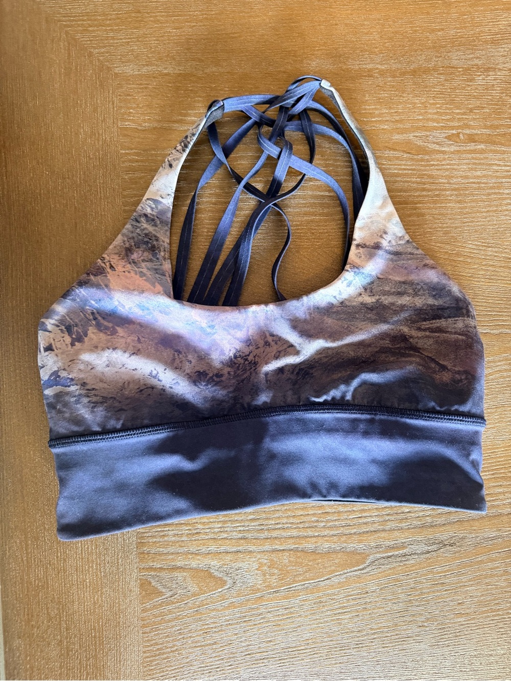 Lululemon Strappy Back Sports Bra in navy/purple Tie-Dye